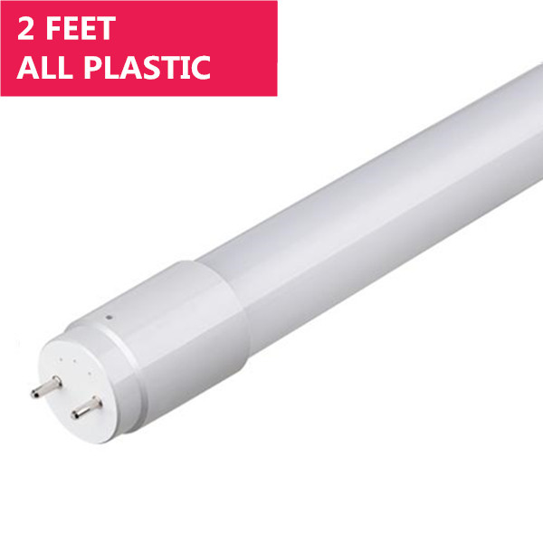 2FT Line Voltage AC Bi-Pin G13 Base Non-Dimmable Ballast By-Pass T8 LED Tube Light in All Plastic Housing