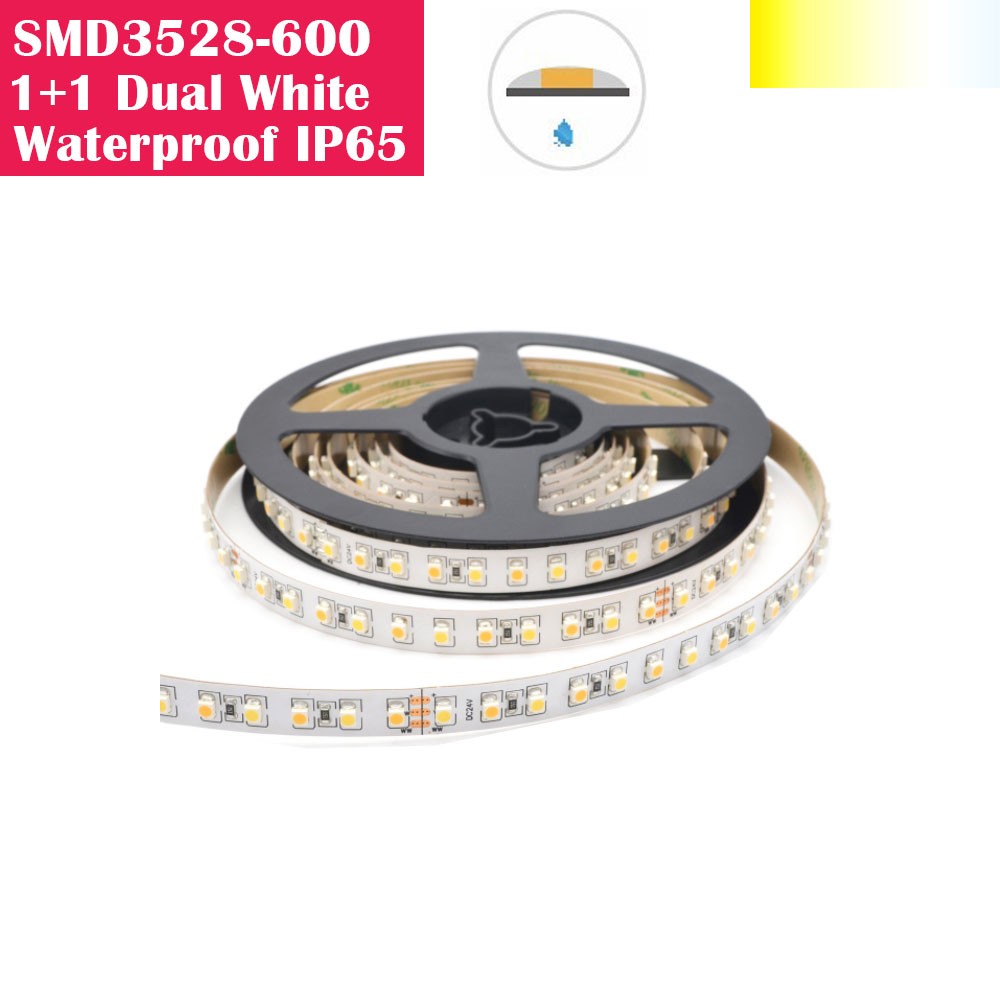 5 Meters SMD3528 Waterproof IP65 600LEDs  Dual White Color Flexible LED Strip Lights