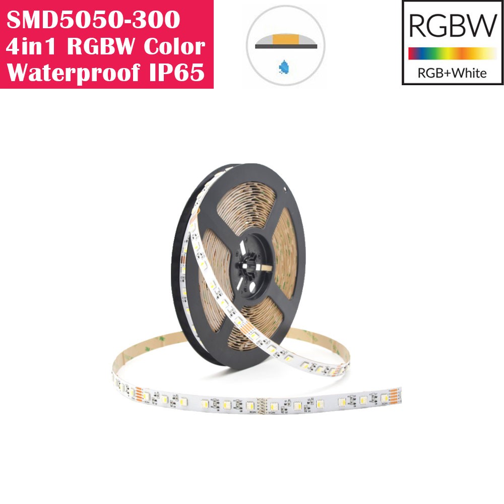 5 Meters  RGBW Color Changing 4in1 SMD5050 Waterproof IP65 300LEDs Flexible LED Strip Lights