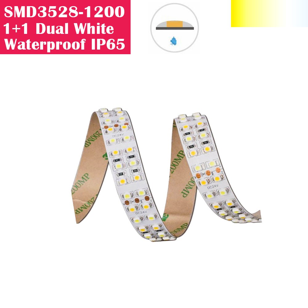 5 Meters SMD3528 Waterproof IP65 1200LEDs  Dual White Color Flexible LED Strip Lights