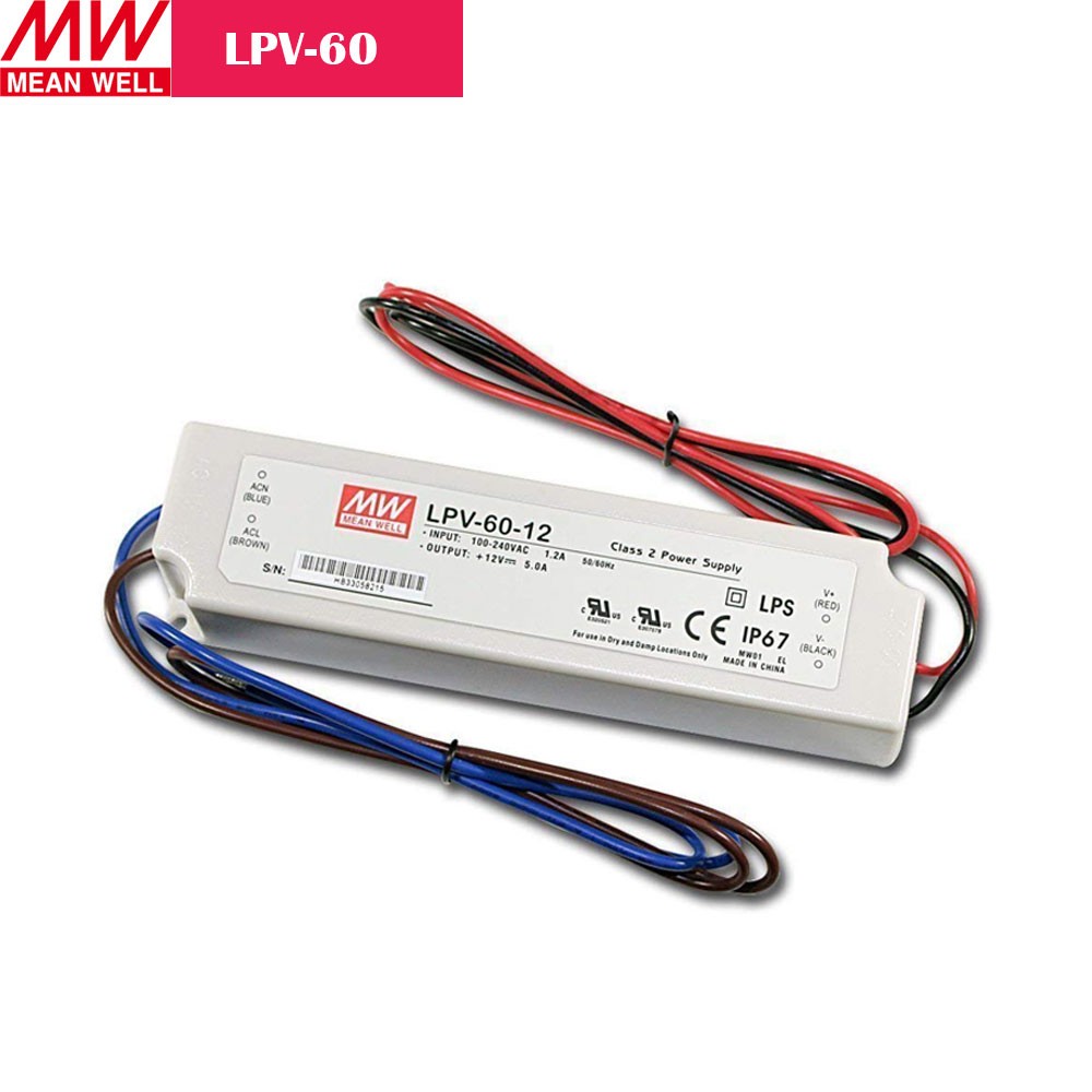 12V 6Amp 60W MEANWELL UL Certificated LPV series IP67 Waterproof Power Supply