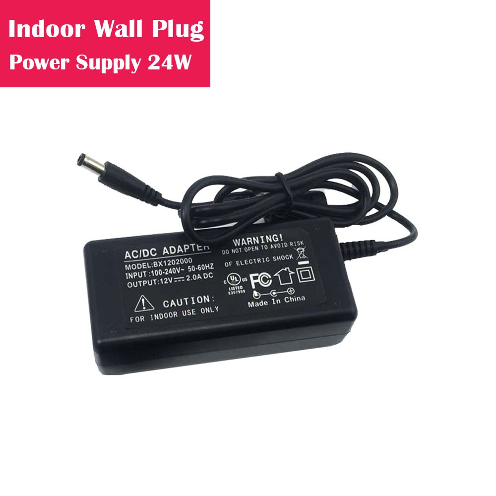 12V 2Amp 24W Indoor AC-DC Desk Top AC Outlet Plug in Switching LED Power Supply with DC 5.5/2.1 Male Barrel Connector