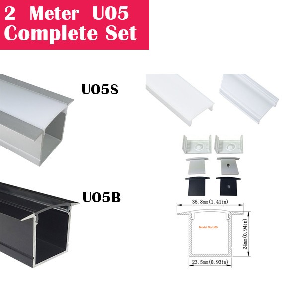 2Meter (6.6ft) U05 Complete Set Aluminum Channel
