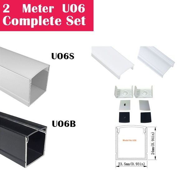 2Meter (6.6ft) U06 Complete Set Aluminum Channel