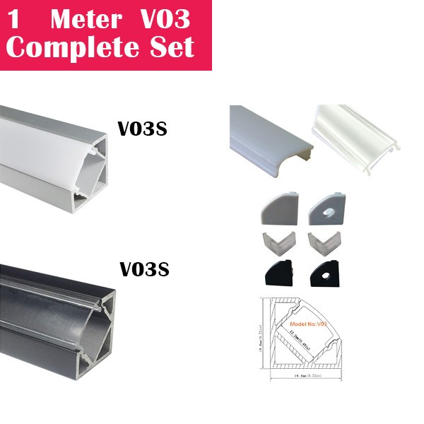 1Meter (3.3ft) V03 Complete Set Aluminum Channel