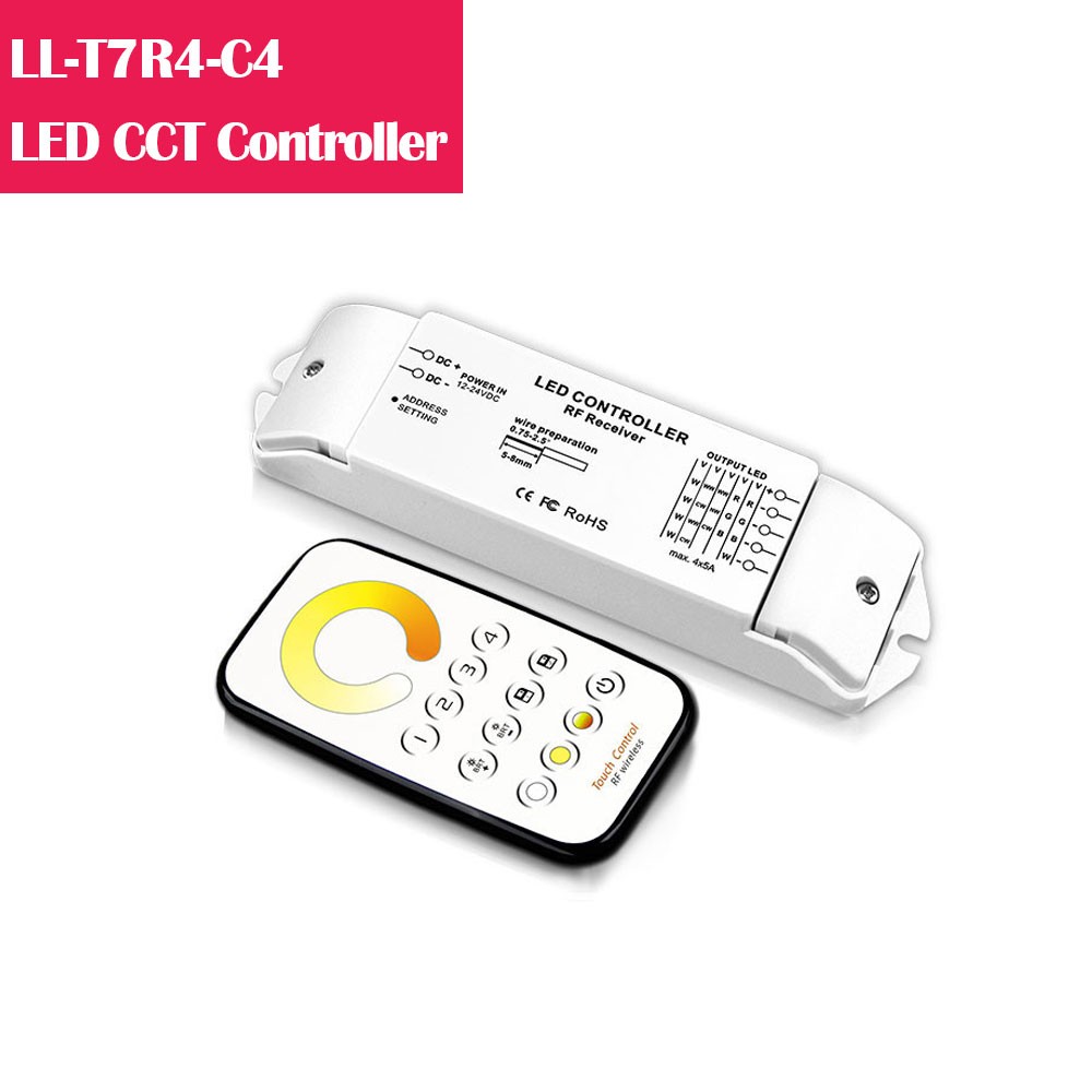 T7R4  Dual White CCT Dimmering 12-24V Low Voltage LED Controller