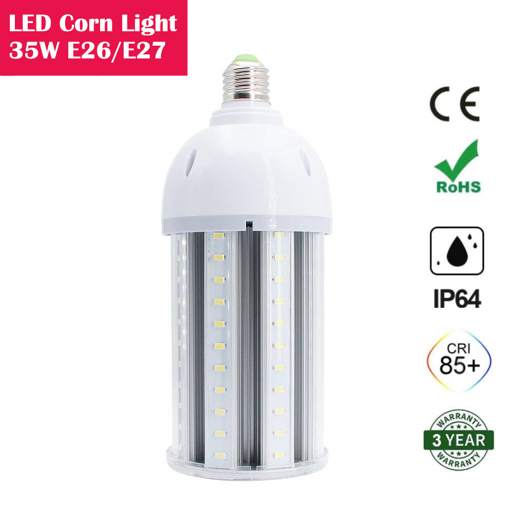 35W LED Corn Light Bulb, E26 Medium Screw Base, 3600 Lumens, 200 Watt Equivalent Metal Halide Replacement for Indoor Outdoor Large Area Lighting, Street and Area Light, HID, Hps