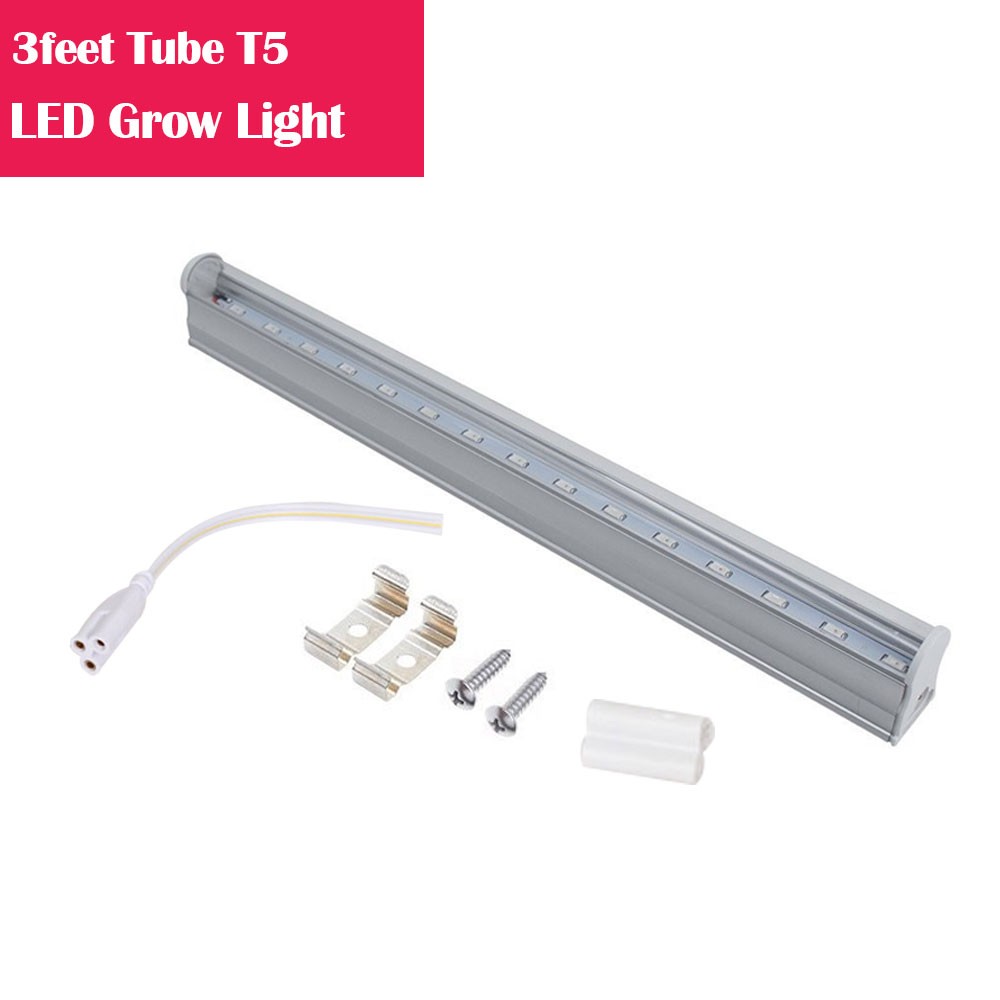 3feet LED Tube T5 Grow Light Red/Blue Spectrum (R:B=5:1) Clear Lens for Indoor Plant Veg and Flower Hydroponic Greenhouse Growing Bar Light