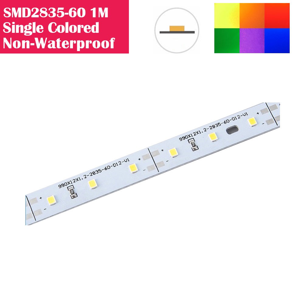 DC 12V Non-Waterproof SMD2835 3.3ft(1M) 60LED 12W PCB 12MM Width Rigid LED Light Strip