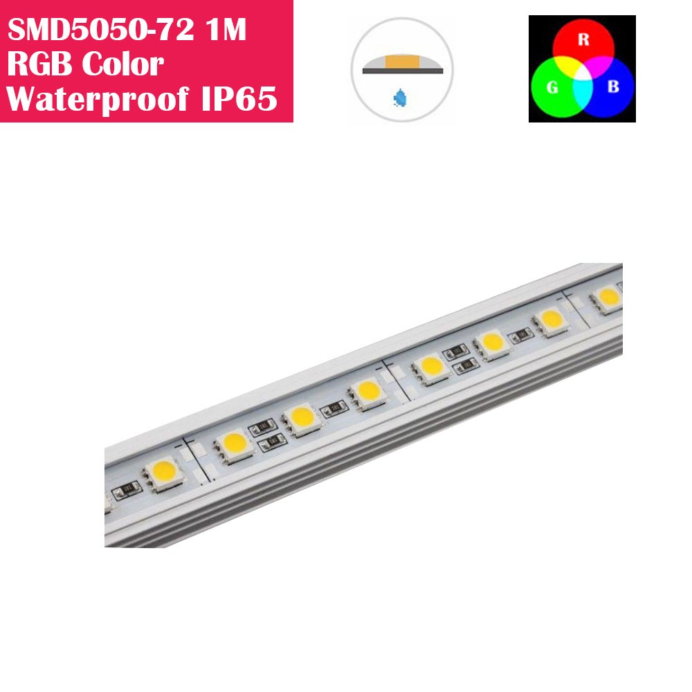 DC 12V Waterproof IP65 SMD5050 3.3ft(1M) 72LED 14W PCB 18MM Width Rigid LED Light Strip