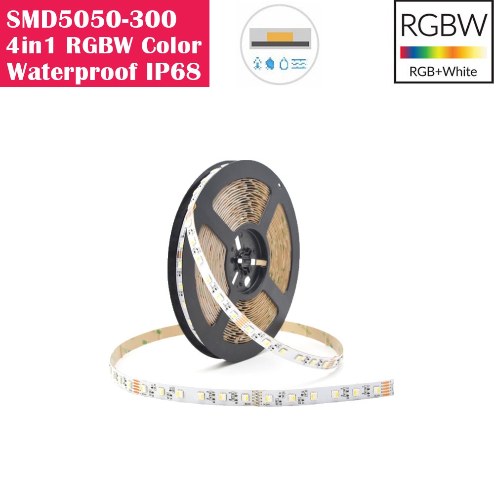 5 Meters  RGBW Color Changing 4in1 SMD5050 Waterproof IP68 300LEDs Flexible LED Strip Lights