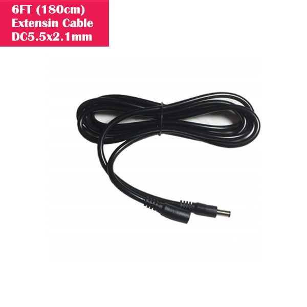 6ft (1.8 Meter) Female/male DC Power extension cable/cord adapter for 5V 12V 24V surveillance cctv system. 5.5mm x 2.1mm