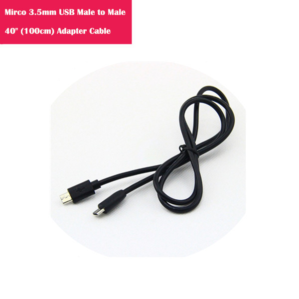 6ft (180cm) Micro 3.5mm USB Male to Male Extension Adater Cable in Black Color