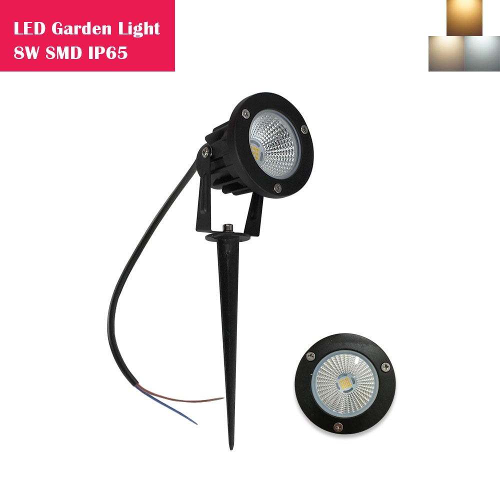 8W SMD3030 LED Landscape Lights 12V-24V Waterproof Garden Pathway Lights Walls Trees Flags Outdoor Spotlights with Spike Stand