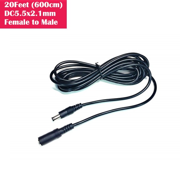 8ft (2.4 Meter) Female/male DC Power extension cable/cord adapter for 5V 12V 24V surveillance cctv system. 5.5mm x 2.1mm