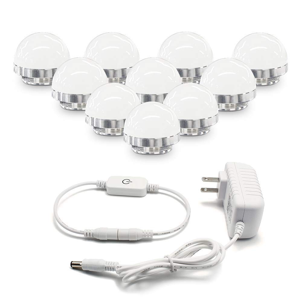 Hollywood Style Vanity Mirror Lights, 10 Vanity Makeup LED Light Bulbs with Dimmable Touch Sensor for Makeup Mirror