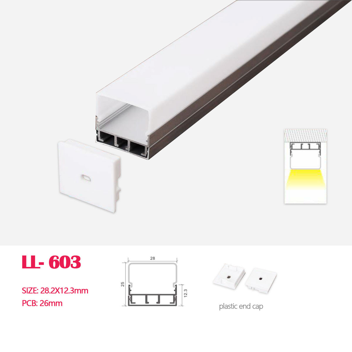 1M(3.28FT) 24.7MM*7MM  LED Aluminum Profile Flush/Surface Mounting for LED Rigid Strip Lighting System