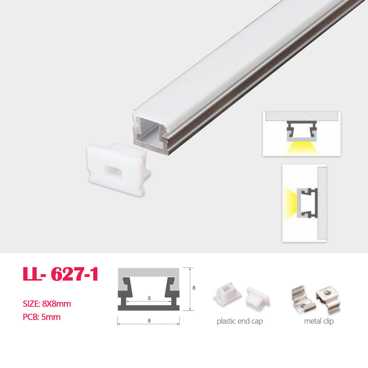 1M (3.28FT) 10MM*13MM LED Aluminum Profile For Ceiling or Wall Mounting for LED Rigid Strip Lighting application