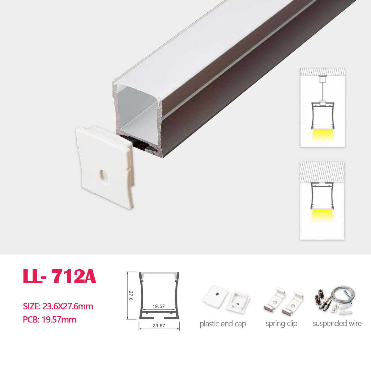White 100 x Plastic End Caps for LED Aluminum Profiles #20307 