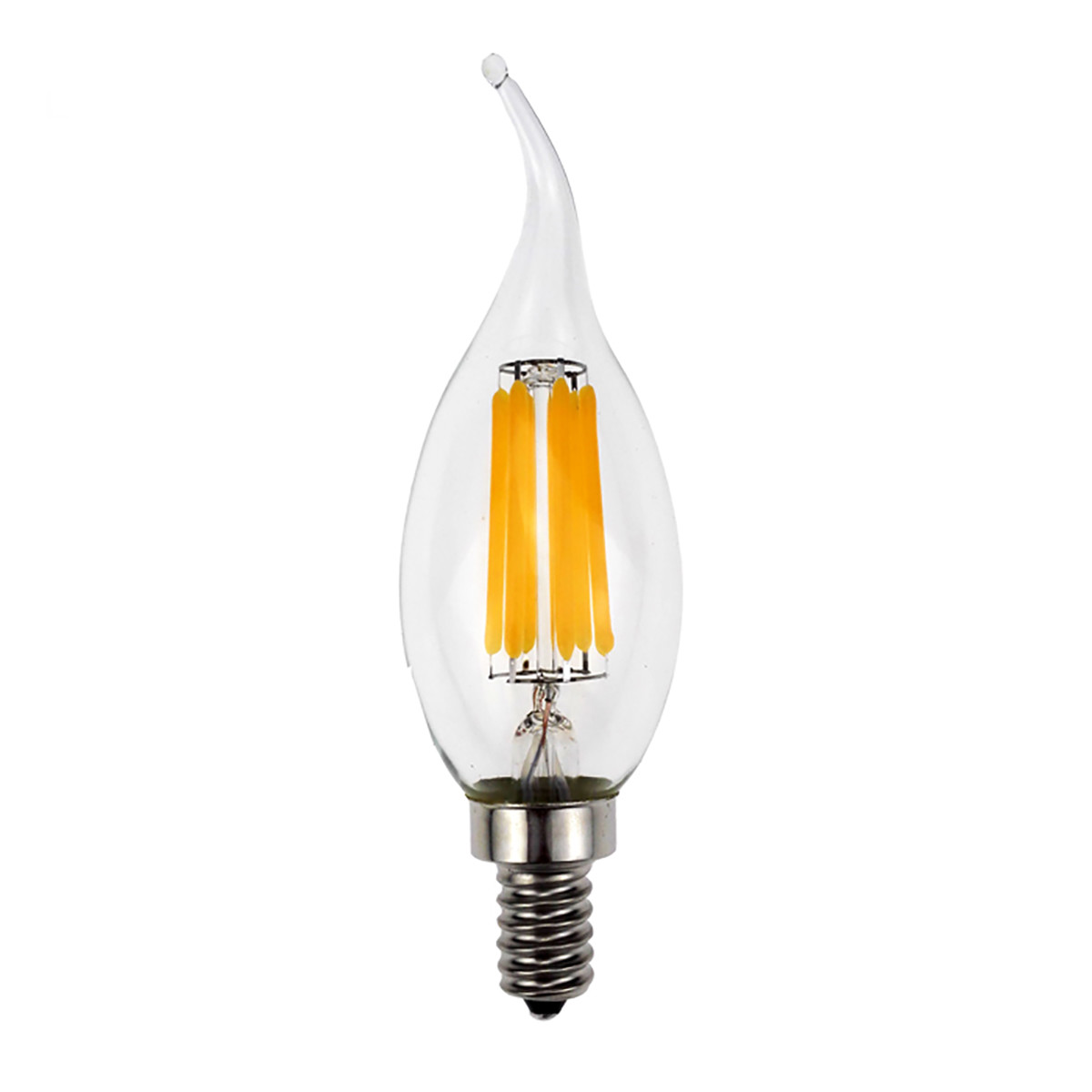 6W Filament LED Candle Light Bulb Light C35 Flame Tip Chandelier Bulb with E14 Base 60W Equivalent Halogen Replacement