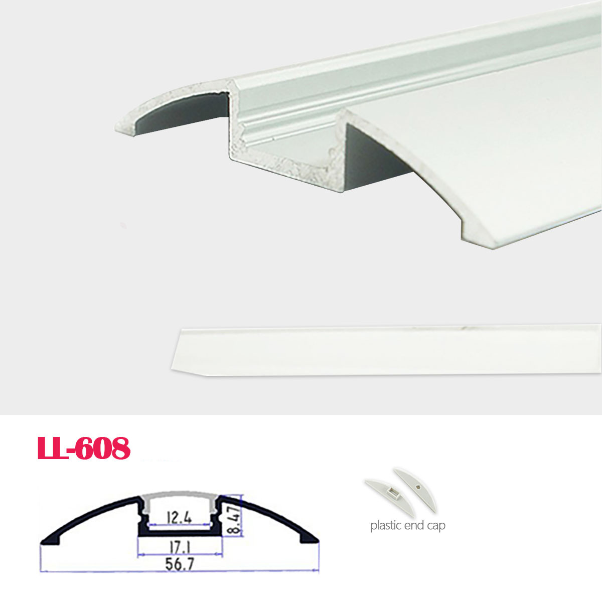 1M (3.28FT) 52MM*7.8MM Thin Aluminum Profile with Flat Lens Surface Mounting for LED strip lighting installation
