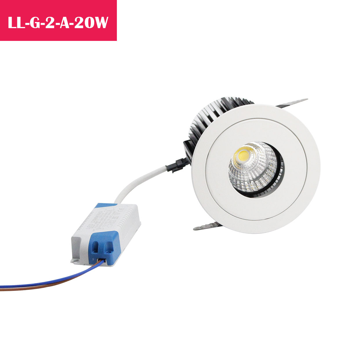 20W 3.66Inch Cutout Ф75mm Adjustable Recessed Roof Mounting LED Aluminum Downlights with Small roundlet