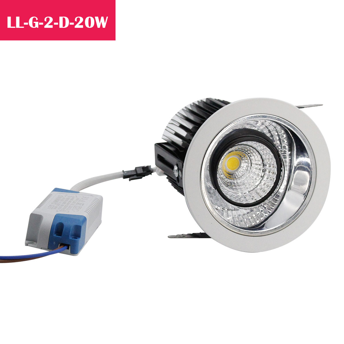 20W 3.66Inch Cutout Ф93mm Adjustable Recessed Roof Mounting LED Aluminum Downlights with  Silver   Inner reflector