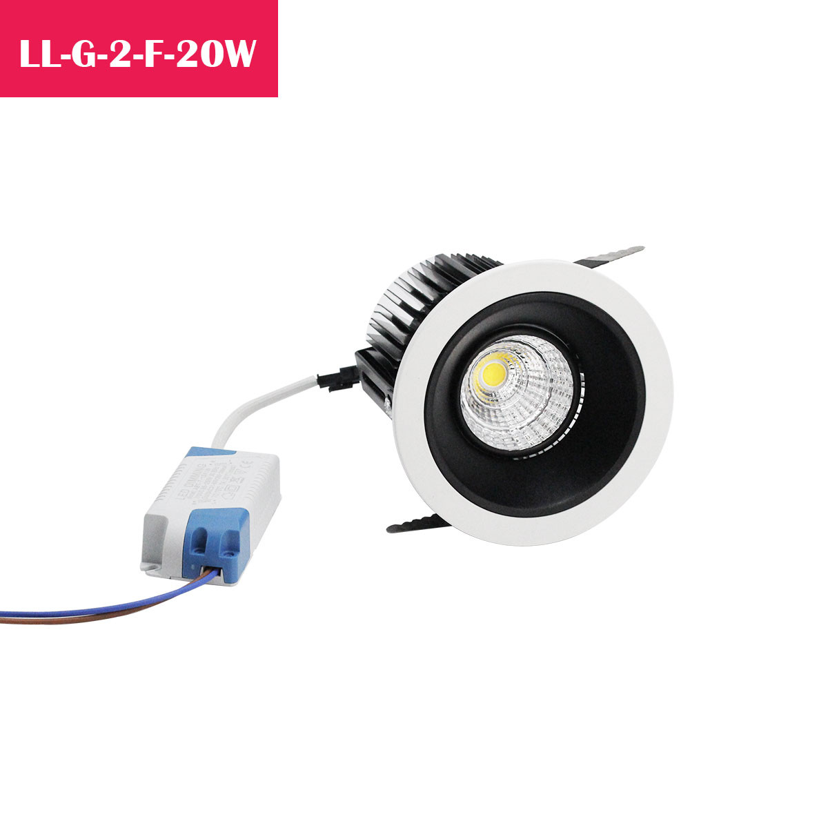20W 3.66Inch Cutout Ф93mm Adjustable Recessed Roof Mounting LED Aluminum Downlights with MAte Black  Inner reflector