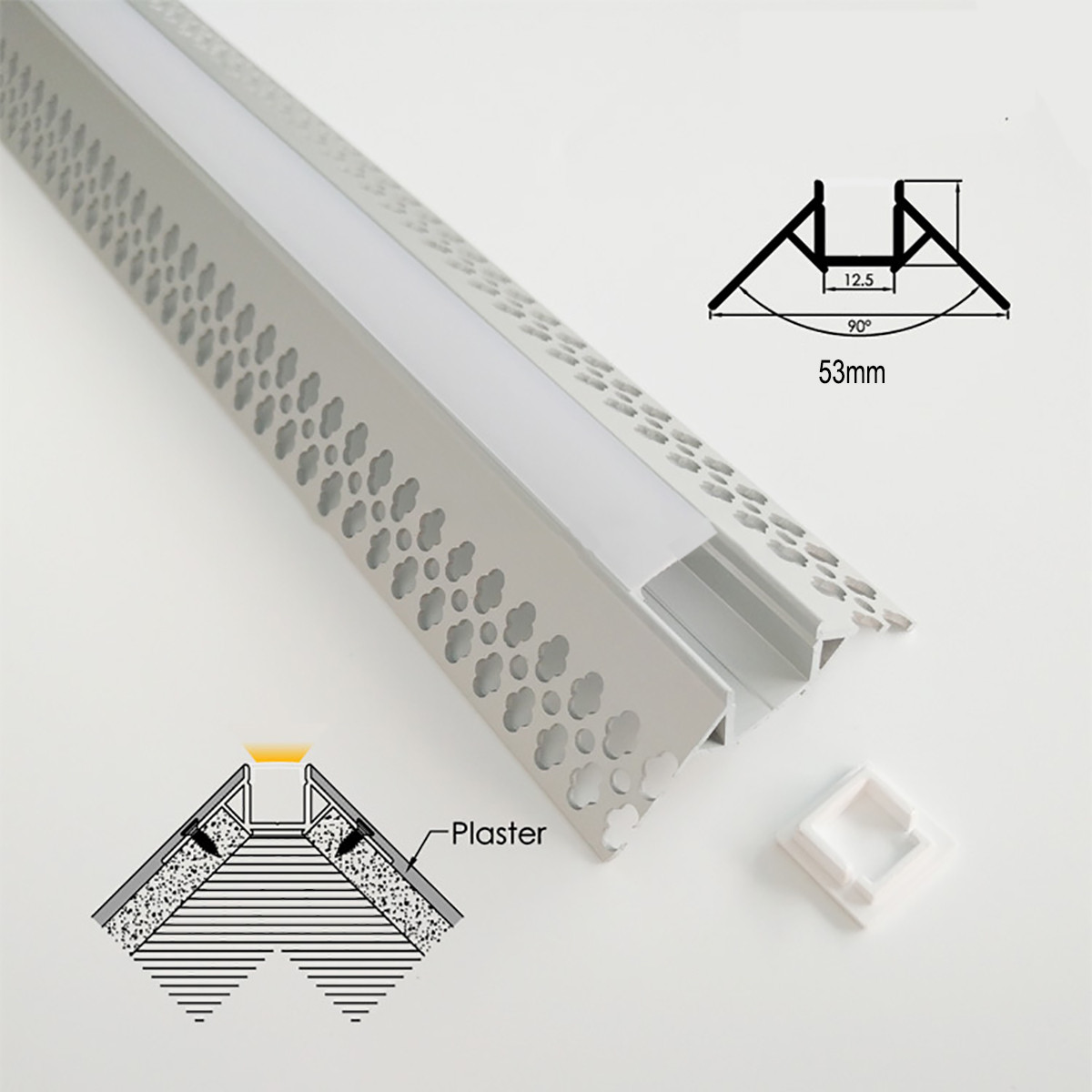 Recessed Light Diffuser Black Extruded Aluminum Channel With Flange For  12mm Width LED Strip Lights