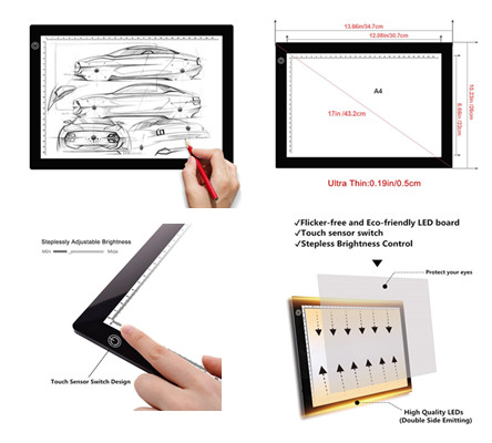 Huion L4S LED Light Box A4 Ultra-Thin Adjustable Light Pad for