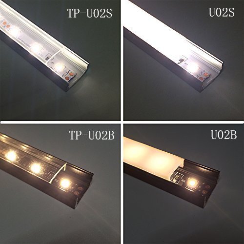 5-Pack 3.3ft/1M 9x17mm Black U-Shape Internal Width 12mm LED Aluminum  Channel System with Cover, End Caps and Mounting Clips Aluminum Profile for  LED Strip Light Installations-U02B5